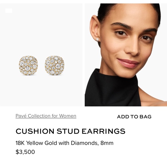 David Yurman Gold and Diamond Stud Earrings - Picture 7 of 12